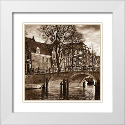 Autumn in Amsterdam II White Modern Wood Framed Art Print with Double Matting by Maihara, Jeff