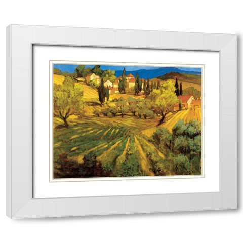 Mount Ventoux White Modern Wood Framed Art Print with Double Matting by Craig, Philip