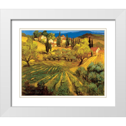 Mount Ventoux White Modern Wood Framed Art Print with Double Matting by Craig, Philip