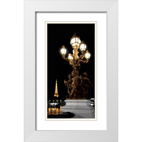 Paris Nights II White Modern Wood Framed Art Print with Double Matting by Maihara, Jeff