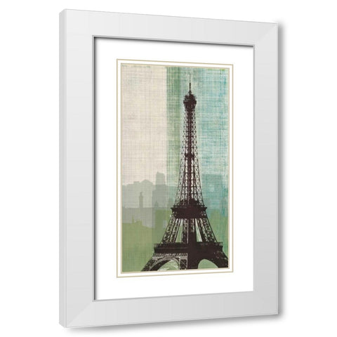 Eiffel Tower II White Modern Wood Framed Art Print with Double Matting by Venter, Tandi
