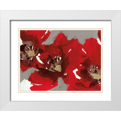 Red Poppy Forest I White Modern Wood Framed Art Print with Double Matting by Barnes, Natasha