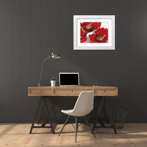 Red Poppy Forrest II  White Modern Wood Framed Art Print with Double Matting by Barnes, Natasha