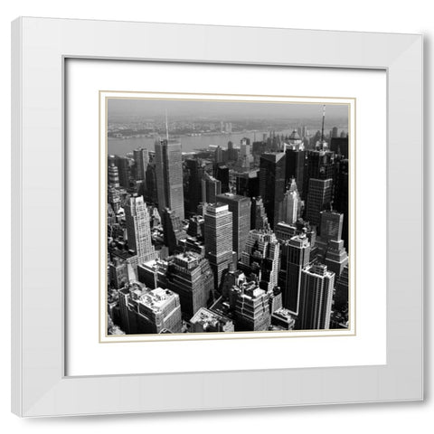 Manhattan to Brooklyn White Modern Wood Framed Art Print with Double Matting by Craig, Jordan