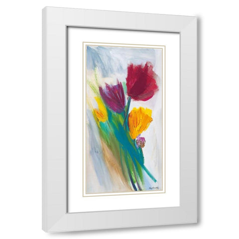 Bright Tulip Bunch II White Modern Wood Framed Art Print with Double Matting by Parker, Karen Lorena