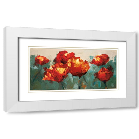 Poppies On Slate White Modern Wood Framed Art Print with Double Matting by Colbert, Peter