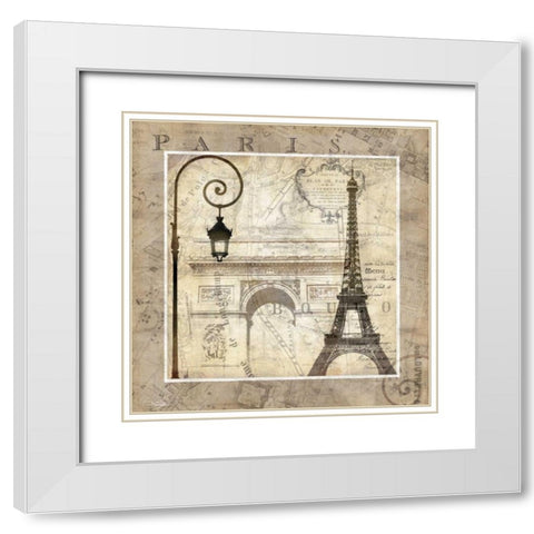 Paris Holiday White Modern Wood Framed Art Print with Double Matting by Mallett, Keith