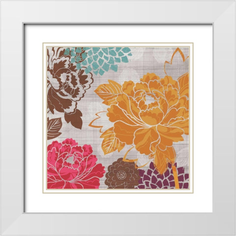 Peony Patterns II White Modern Wood Framed Art Print with Double Matting by Venter, Tandi