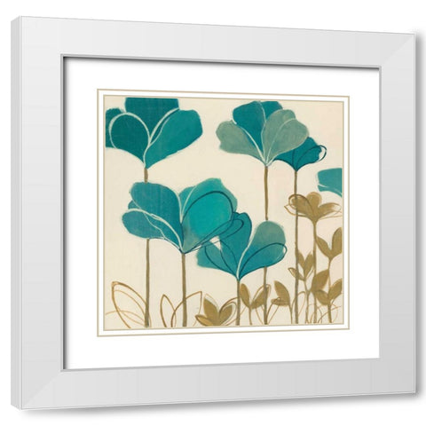 Ladybug Flowers II White Modern Wood Framed Art Print with Double Matting by MARIA