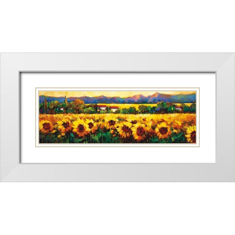 Sweeping Fields of Sunflowers White Modern Wood Framed Art Print with Double Matting by OToole, Nancy