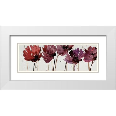 Blushing Blooms White Modern Wood Framed Art Print with Double Matting by Barnes, Natasha