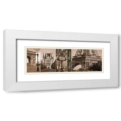 A Glimpse of Paris  White Modern Wood Framed Art Print with Double Matting by Maihara, Jeff