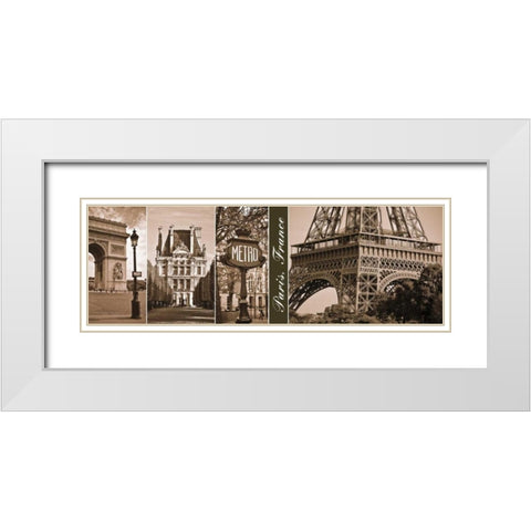A Glimpse of Paris  White Modern Wood Framed Art Print with Double Matting by Maihara, Jeff
