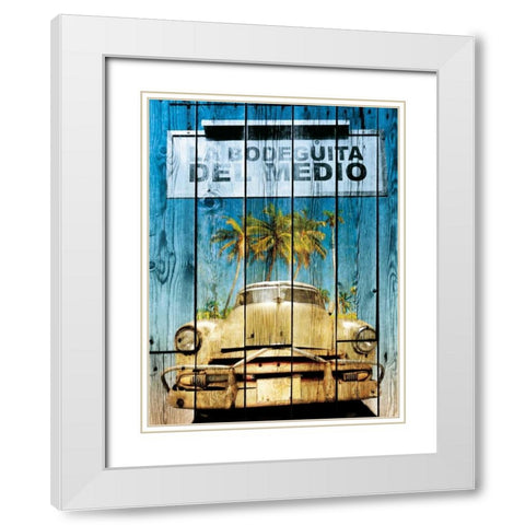 La Bodeguita  White Modern Wood Framed Art Print with Double Matting by Sola, Bresso