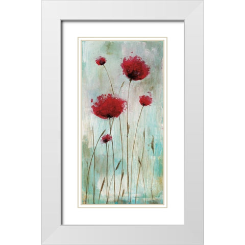 Splash Poppies I White Modern Wood Framed Art Print with Double Matting by Brink, Catherine