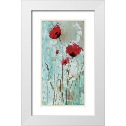 Splash Poppies II White Modern Wood Framed Art Print with Double Matting by Brink, Catherine