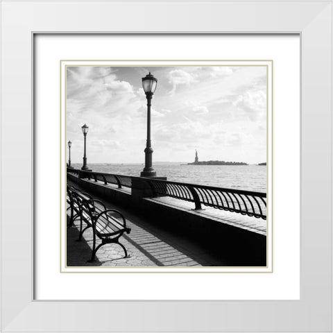 Liberty Bench White Modern Wood Framed Art Print with Double Matting by Craig, Jordan
