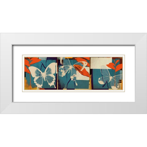 Butterflies Viola White Modern Wood Framed Art Print with Double Matting by NOAH