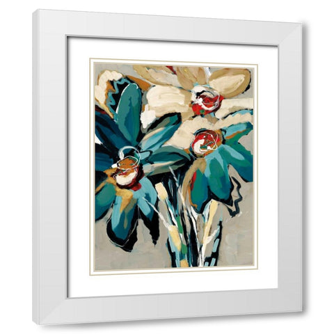 Blooming Blue I White Modern Wood Framed Art Print with Double Matting by Maritz, Angela