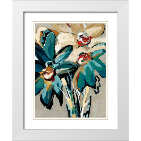 Blooming Blue I White Modern Wood Framed Art Print with Double Matting by Maritz, Angela