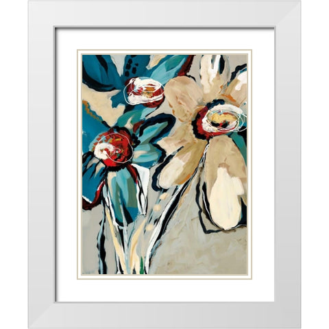 Blooming Blue II White Modern Wood Framed Art Print with Double Matting by Maritz, Angela