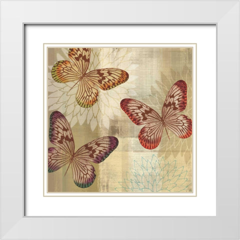 Tropical Butterflies I White Modern Wood Framed Art Print with Double Matting by Venter, Tandi