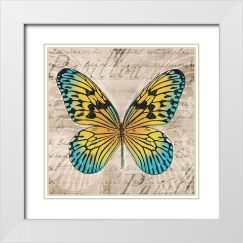 Butterflies I White Modern Wood Framed Art Print with Double Matting by Venter, Tandi
