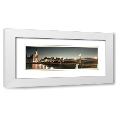 London Lights White Modern Wood Framed Art Print with Double Matting by Frank, Assaf