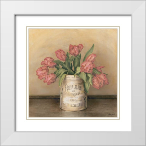 Royal Tulips White Modern Wood Framed Art Print with Double Matting by Atria, Cristin