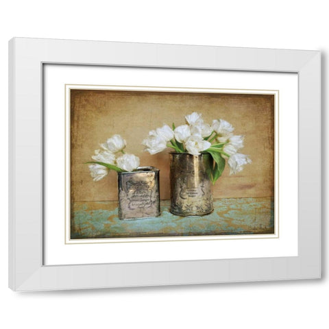 Vintage Tulips I White Modern Wood Framed Art Print with Double Matting by Atria, Cristin