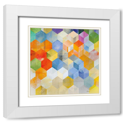 Cubitz II White Modern Wood Framed Art Print with Double Matting by NOAH