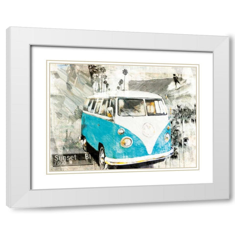 Hippie Van White Modern Wood Framed Art Print with Double Matting by Sola, Bresso