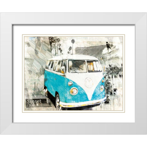 Hippie Van White Modern Wood Framed Art Print with Double Matting by Sola, Bresso