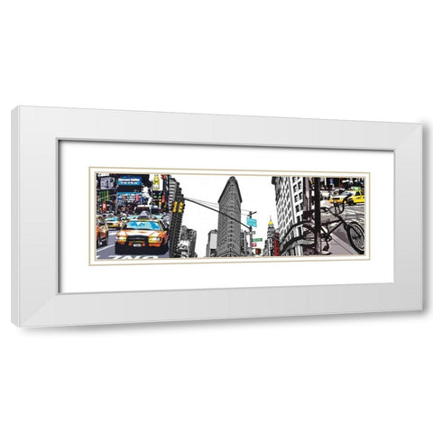 New York White Modern Wood Framed Art Print with Double Matting by Fairbrother, Jo