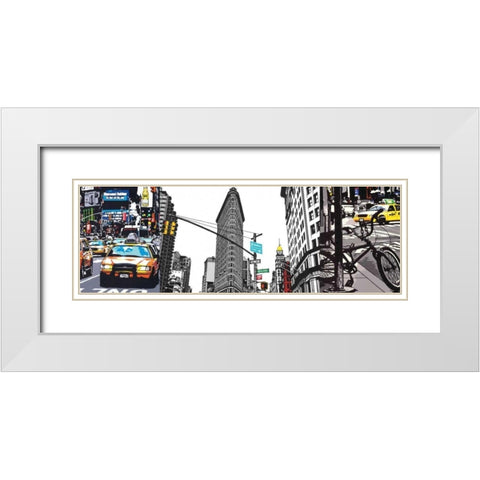 New York White Modern Wood Framed Art Print with Double Matting by Fairbrother, Jo