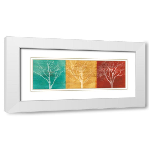 Fallen Leaves White Modern Wood Framed Art Print with Double Matting by Fontaine, Stephane
