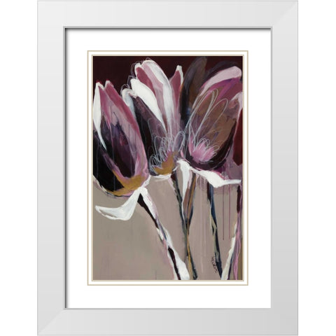 Aubergine Splendor I White Modern Wood Framed Art Print with Double Matting by Maritz, Angela