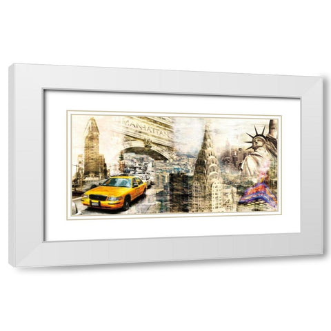 Downtown New York White Modern Wood Framed Art Print with Double Matting by Sola, Bresso