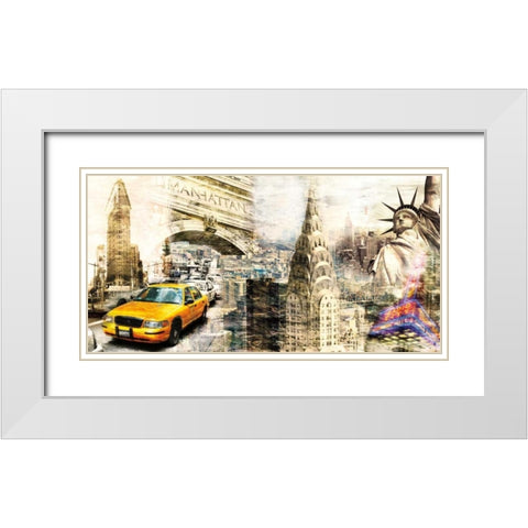 Downtown New York White Modern Wood Framed Art Print with Double Matting by Sola, Bresso