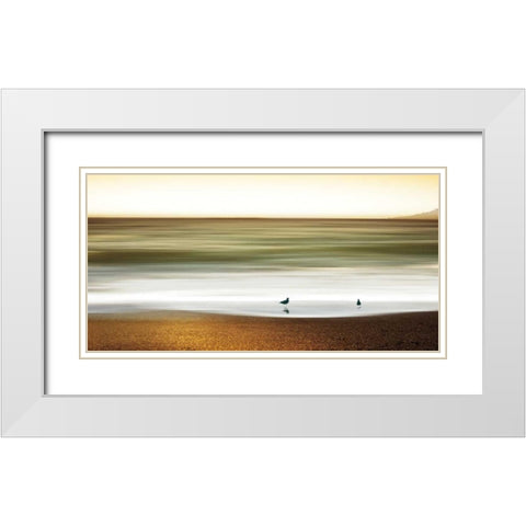 Golden Shores White Modern Wood Framed Art Print with Double Matting by Pelkey, Marvin