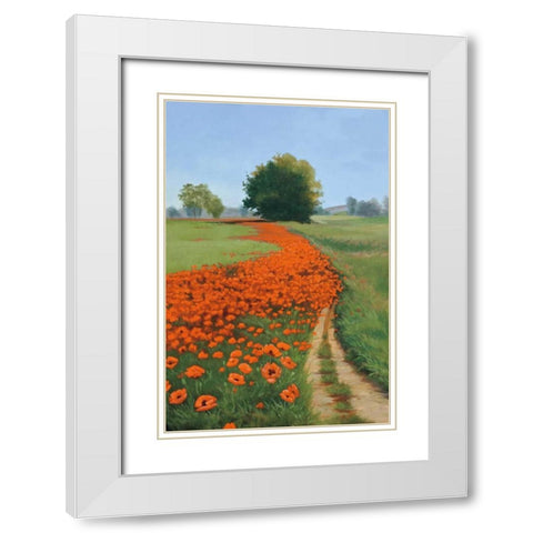 Poppy Field White Modern Wood Framed Art Print with Double Matting by Peterson, Julie