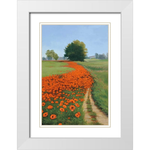 Poppy Field White Modern Wood Framed Art Print with Double Matting by Peterson, Julie