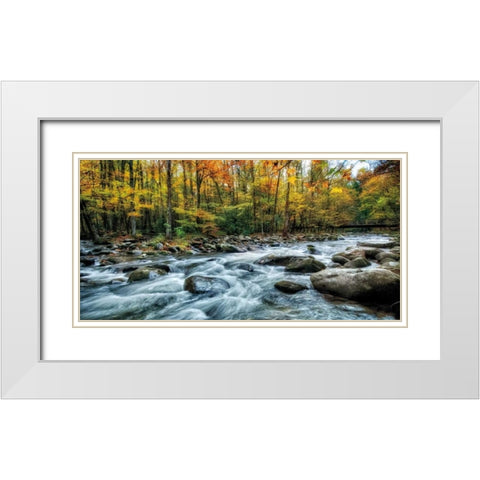 Painted Autumn White Modern Wood Framed Art Print with Double Matting by Burt, D.