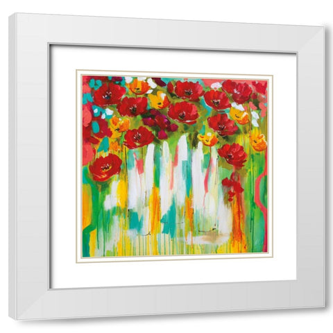 Poppies Glowing White Modern Wood Framed Art Print with Double Matting by Brooks, Amanda J.