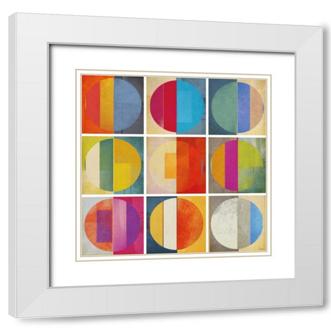 Pattern Tiles I White Modern Wood Framed Art Print with Double Matting by NOAH