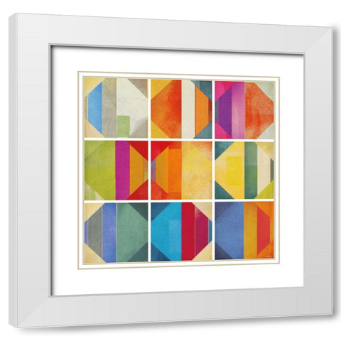 Pattern Tiles II White Modern Wood Framed Art Print with Double Matting by NOAH