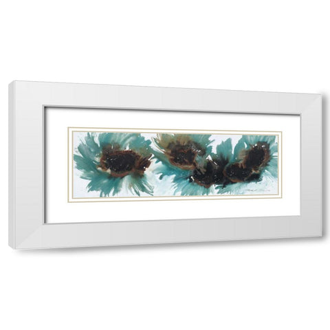 Peacock Dance White Modern Wood Framed Art Print with Double Matting by Barnes, Natasha