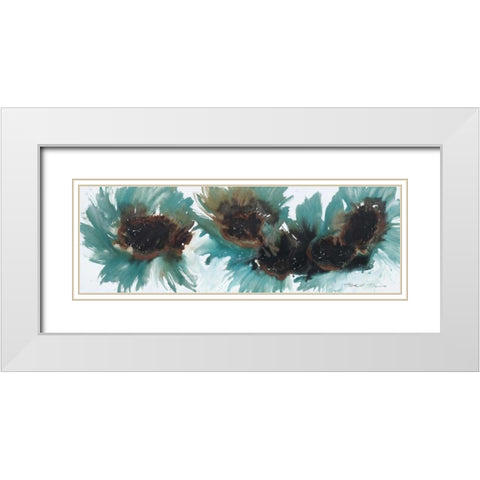 Peacock Dance White Modern Wood Framed Art Print with Double Matting by Barnes, Natasha