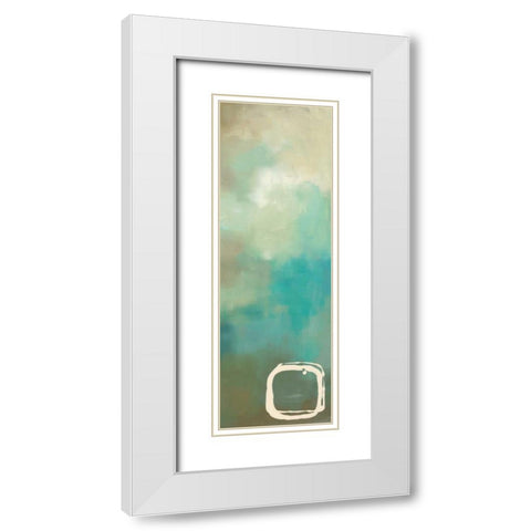 Retro in Aqua and Khaki I White Modern Wood Framed Art Print with Double Matting by Maitland, Laurie