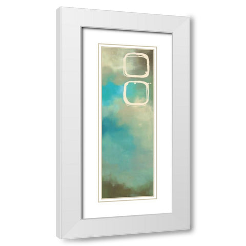Retro in Aqua and Khaki III White Modern Wood Framed Art Print with Double Matting by Maitland, Laurie